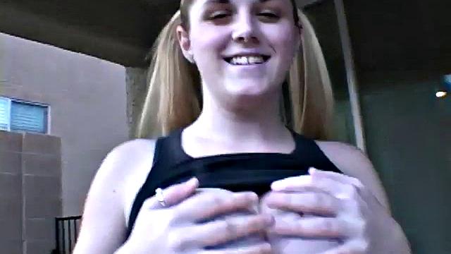 Busty teen teases the camera