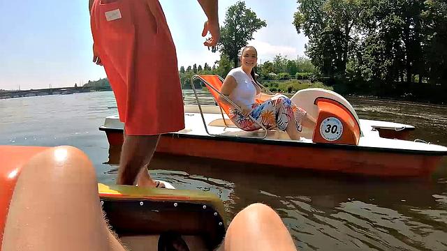 HUNT4K. Curvy chick with juicy tits has sex with stranger in front of boyfriend