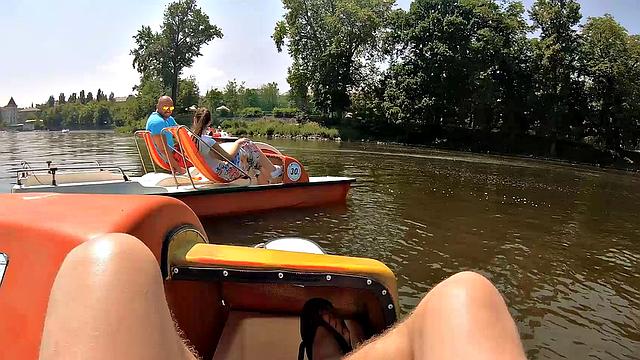 HUNT4K. Curvy chick with juicy tits has sex with stranger in front of boyfriend