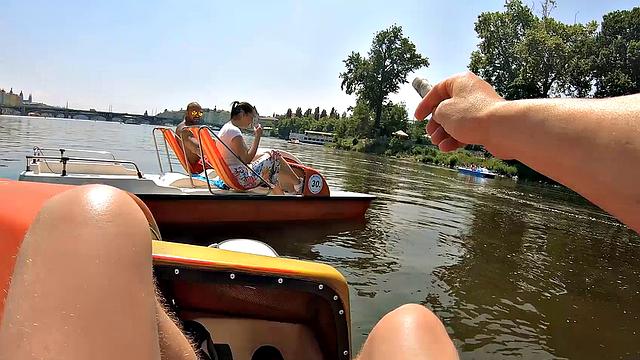 HUNT4K. Curvy chick with juicy tits has sex with stranger in front of boyfriend