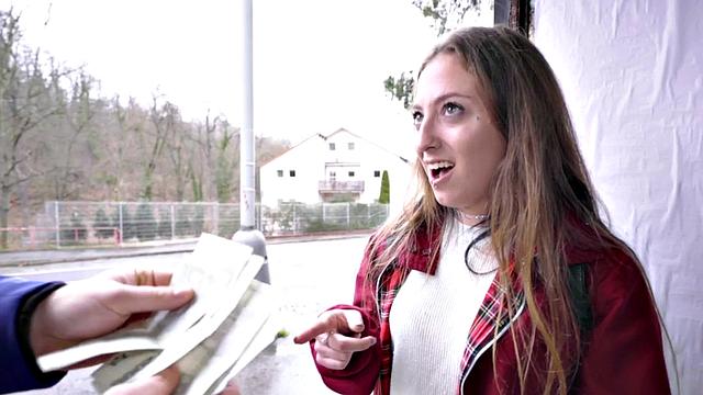 Public POV outdoor sex of pantyhose teen for finances