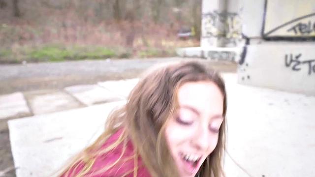 Public POV outdoor sex of pantyhose teen for finances