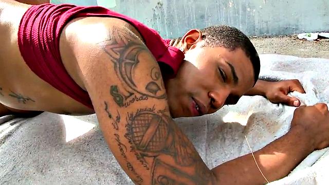 Cocksucking Black stud picked up and banged outdoors by white