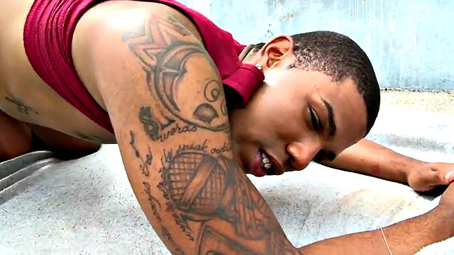 Cocksucking Black stud picked up and banged outdoors by white