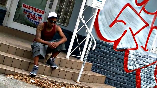 Cocksucking Black stud picked up and banged outdoors by white