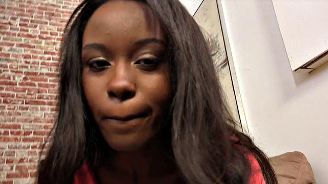 Deepthroating ebony babe sucks POV cock and talks dirty