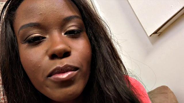 Deepthroating ebony babe sucks POV cock and talks dirty