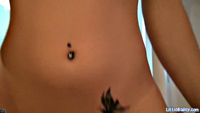 Facialized petite Little Bailey gets fucked hard