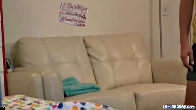 Facialized petite Little Bailey gets fucked hard