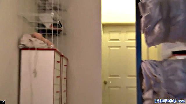 Facialized petite Little Bailey gets fucked hard