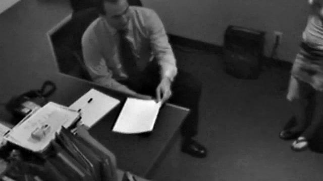 Naughty office slut sucks dick