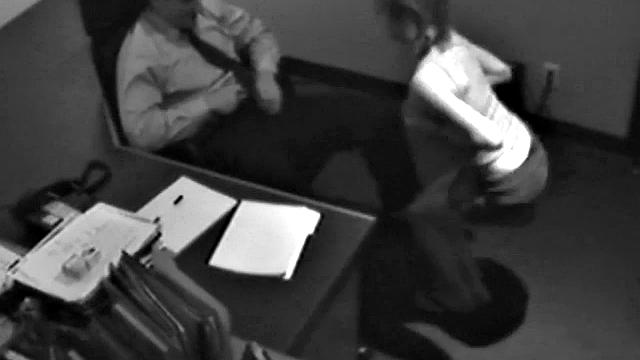 Naughty office slut sucks dick