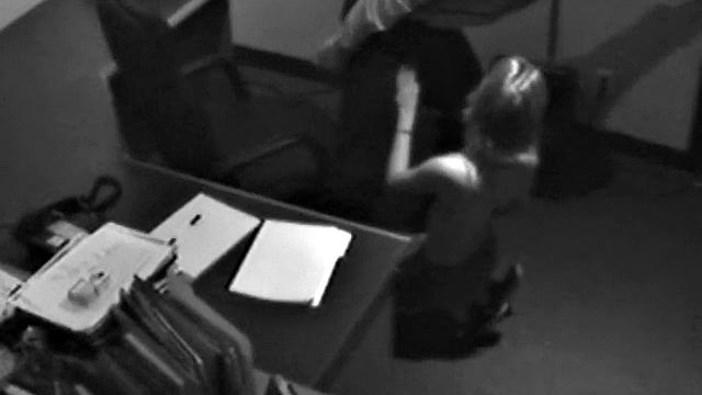 Naughty office slut sucks dick