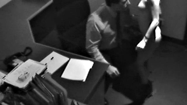 Naughty office slut sucks dick