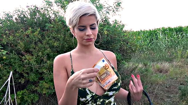 Busty crazy MILF in hot public fuck