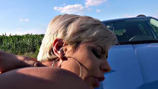 Busty crazy MILF in hot public fuck