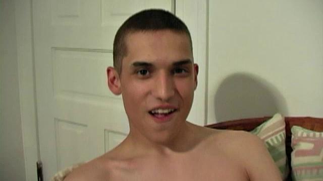 This 18 year old San Diego boy is absolutely adorable. We are treated to this tall and skinny boy stripping naked and stroking his cock. Bret attends community college and hopes someday to become a police officer.