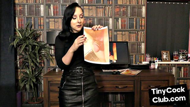 Leather skirt domina mocking losers in solo video