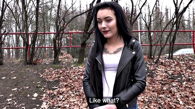 Inked european beauty sucking during POV sex in missionary