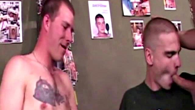 TJ and Cory walk in and catch Justin jerking off to a porno flick. They make Justin suck their hard cocks, and then TJ blows Justin. After swapping off on each other TJ gives Justin's ass a rough fucking, before Cory takes his turn at it.