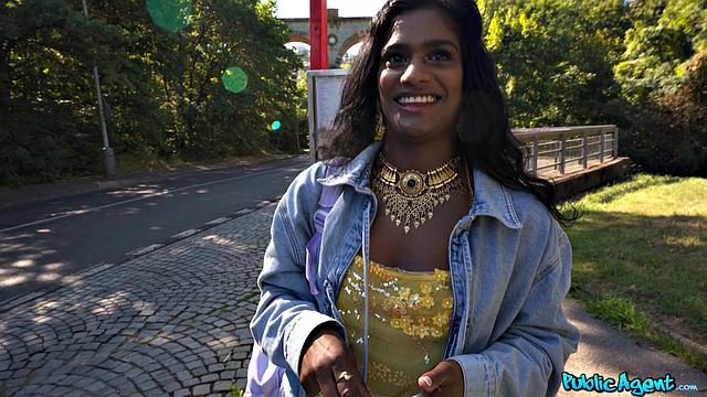Suraya Ndia flashes at the bus stop and gets fucked outdoors by Martin Gun
