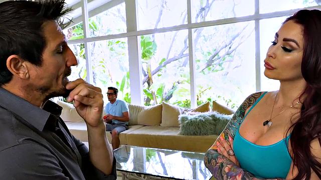 MILF stepmother fucks in 3way with nasty stepson