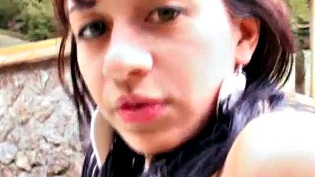 Teen masturbates outdoors