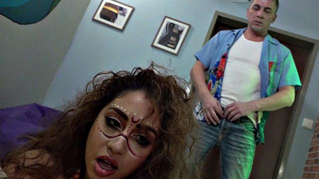 Tiny-titted Voodoo gets her armpits fucked in a hot, one-on-one fuck-fest