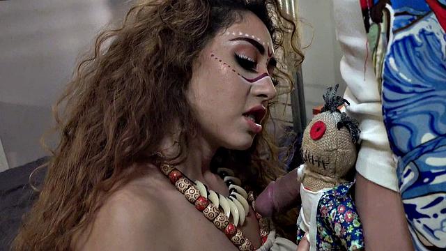 Tiny-titted Voodoo gets her armpits fucked in a hot, one-on-one fuck-fest