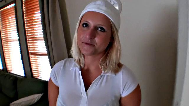 A blonde bombshell take on a hard cock in reverse cowgirl and handjob action