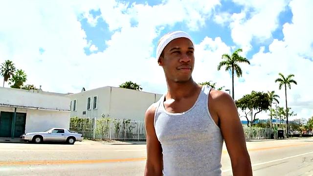 Watch this tattooed white dude take a hard pounding from a hot ebony babe in the great outdoors