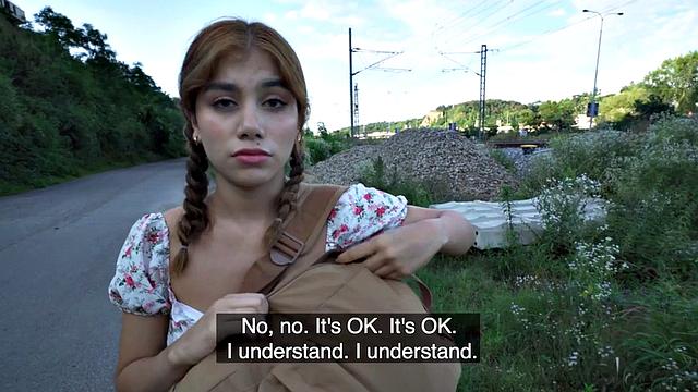 Picked up amateur babe sucks and gets fucked in POV for cash