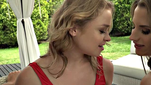 Tiny anal dykes enjoy outdoor rimjob and 3some