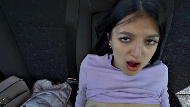 21yo Russian taxi gal fucked outdoor by lucky driver