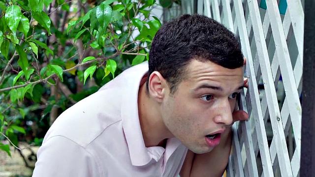 Watch stepmom with a hot body get freaky with a lucky guy outdoors in a wild threesome