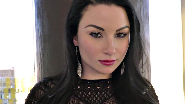 Ravenhaired babe anal riding big black cock both ways