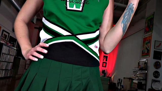 HJ cheerleader oils cock in POV while talking slutty