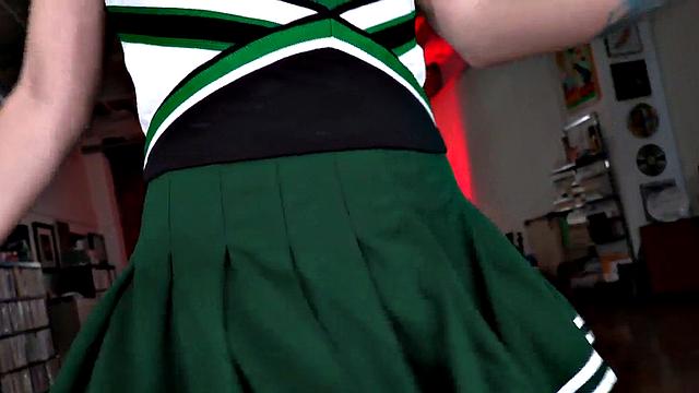 HJ cheerleader oils cock in POV while talking slutty