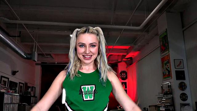 HJ cheerleader oils cock in POV while talking slutty