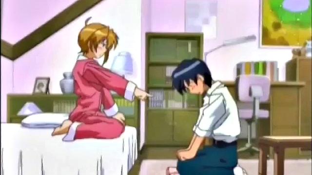 Weird anime storyline with angry busty teen slut