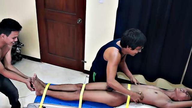 Asian gay cutie Benjamin comes back for his second gay Asian tickle fetish session