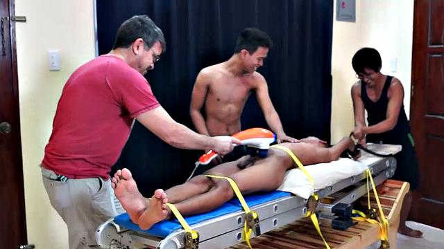 Asian gay cutie Benjamin comes back for his second gay Asian tickle fetish session