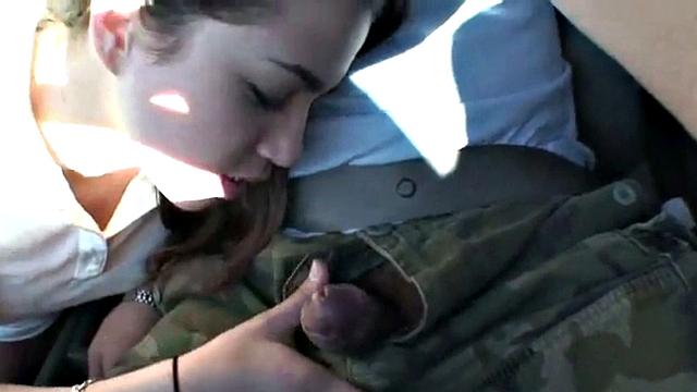 Courtney James with perfect ass blowjob in the car