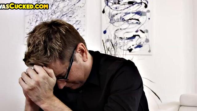 Unfaithful bride pounded by BBC while husband watches