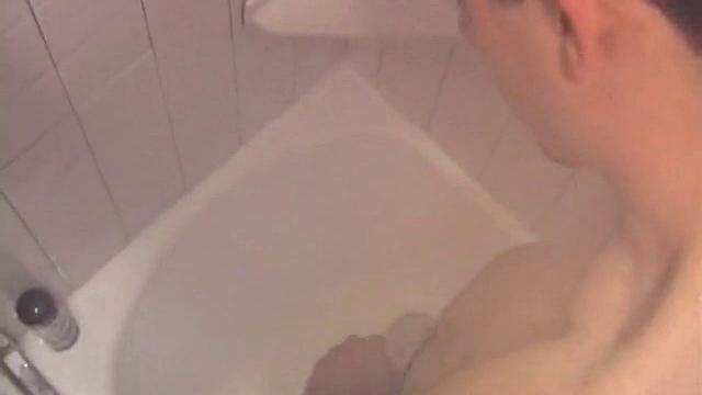 As Dan takes a shower he soaps up his wet naked body and cock, working up a good lather and nice big boner. After edging himself a few times, he's squirting out a monster cum load.