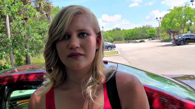 Blonde with big tits gets a garage pounding in POV with a pierced handjob