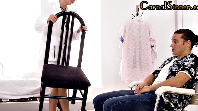 Busty doctor rides patient with her greedy pussy