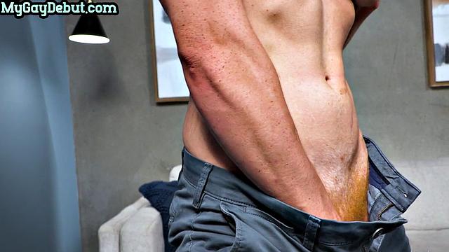 Amateur stud solo masturbating