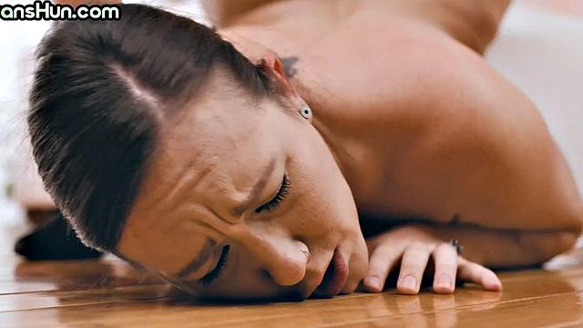 Classy tattooed TS babe fucks guy's pussy after asstoyed