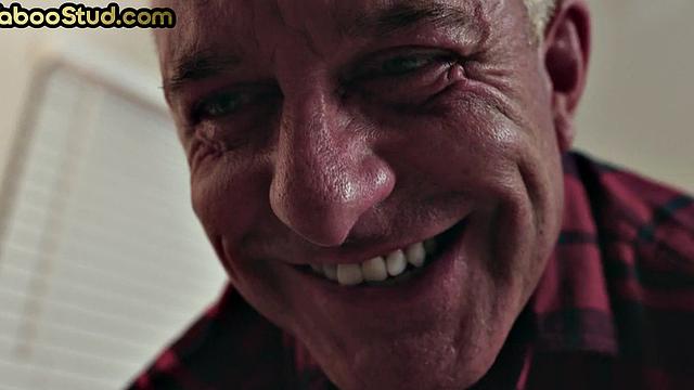 Mature daddy bareback fucks stepson's ass till cumshot